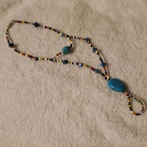 Handmade Multicolor Seed Bead Barefoot Sandal Turquoise Magnetic Closure Single